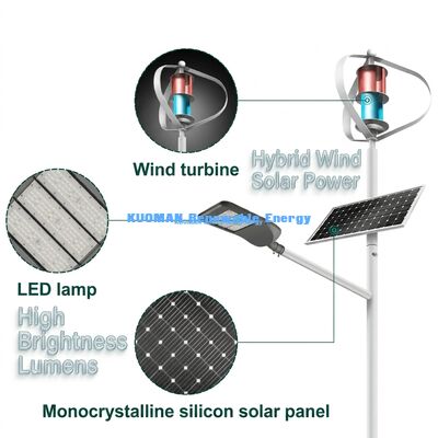 100W-200W wind-zonne hybride straatlicht met IP65 waterdicht en 12 uur*365 dagen werktijd voor off-grid wegen