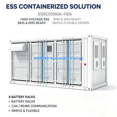 500kW 1.106MWh IP54 Energy Storage System Container outdoor geïntegreerde ESS voor zonne- en netopslag