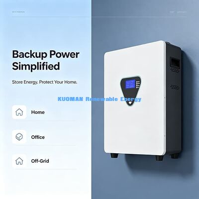 Slim Wall Mount 51.2V Lithium Battery Pack, Space-Saving Indoor Solar Storage 43.2–58.4V Working Voltage Range