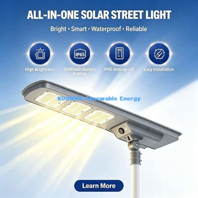 30W LiFePO4 batterij Zonne-Straatlicht All In One Design Waterdicht Buiten Zonne-LED Straatlamp