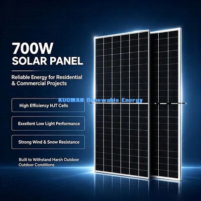 Brede temperatuurbereik -40~+85℃ 700W Monokristallijn Zonnepaneel Buiten PV-apparatuur