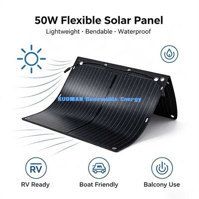 50W Flexibele Opvouwbaar Zonnepaneel, 360° Buigbestendige Koolstofvezel Zonneoplader voor Camper Boot Jacht Balkon