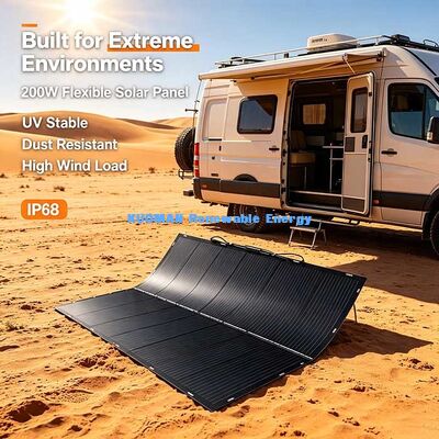200W flexibel zonnepaneel met gebogen oppervlak, betrouwbare off-grid zonne-energie voor campers, boten, balkons en noodvoorziening