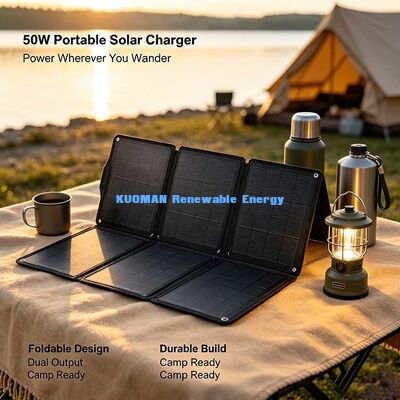 Off-Grid 50W vouwbaar zonnepaneel, lichtgewicht zonne-oplader voor noodstroom back-up