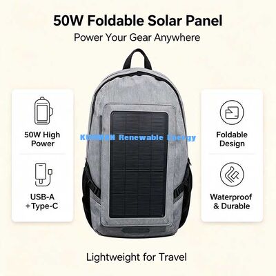 50W draagbare opvouwbare zonnepaneeloplader, rugzakvriendelijke zonne-energie voor reizen