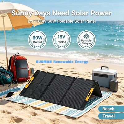 60W spatbestendig opvouwbaar zonnepaneel, off-grid zonneoplader voor draagbare generator