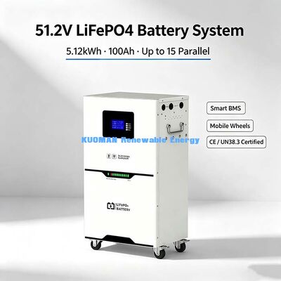 51.2V 100Ah LiFePO4 batterij 5,12kWh Solar Energy Storage System voor thuis, 6000 cycli
