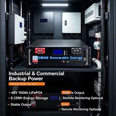 48V 100Ah 19-inch Rack-Mount Batterij 5,12kWh voor Serverruimte UPS Noodstroomvoorziening