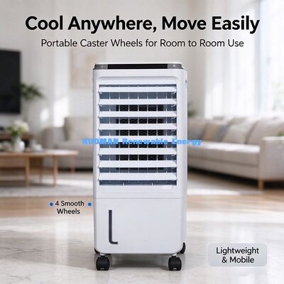 Mobile Evaporative Cooling Fan with Wheels, 7L Water Tank Humidifier Air Purifier for Room