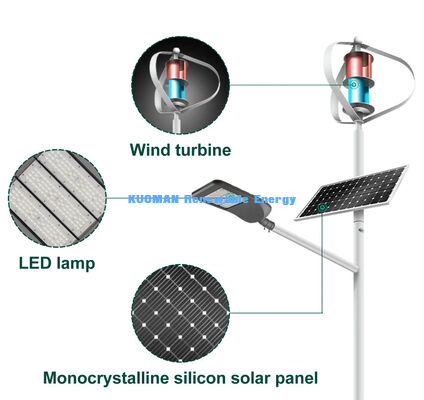 100W-200W wind-zonne hybride straatlicht met IP65 waterdicht en 12 uur*365 dagen werktijd voor off-grid wegen
