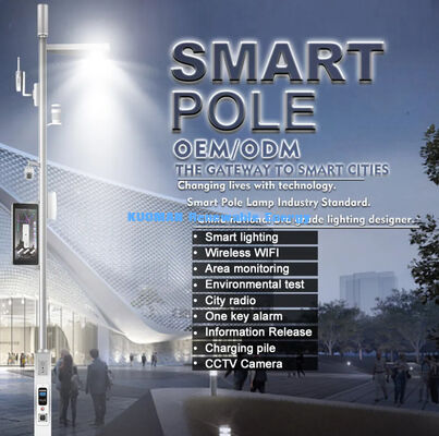 Buiten smart city LED straatlicht polen met polen camera