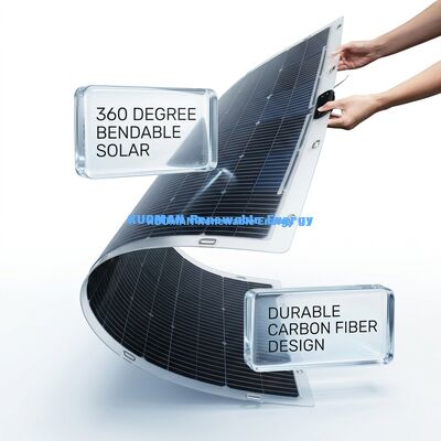 360 graden buigbaar bifaciaal flexibel zonnepaneel 200W IP68 waterdicht met koolstofvezel
