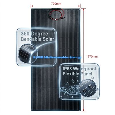 200W IP68 Waterdicht 360° Buigbaar Flexibel Zonnepaneel voor Hernieuwbare Energie