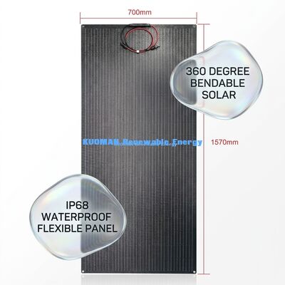 200W Monokristallijn Silicium Flexibel Zonnepaneel met IP67 Waterdicht Koolstofvezel Ontwerp
