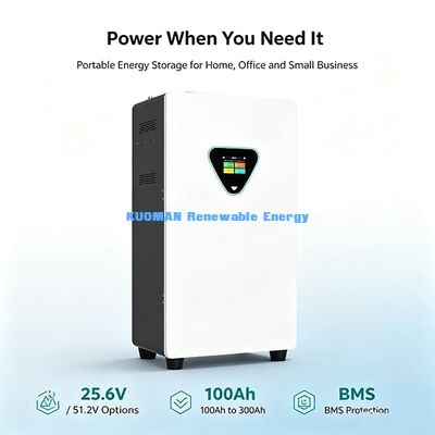 Oplaadbare 25.6V 100Ah LiFePO4 Batterij met 6000 Cycli Zonne-energie Opslagkast met APP Afstandsbediening