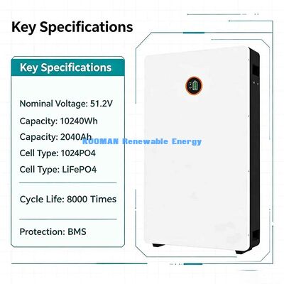48V 200Ah LiFePO4 Powerwall met CAN Bluetooth Communicatie Thuis Zonne-energie Opslag Batterij UL RoHS Goedgekeurd