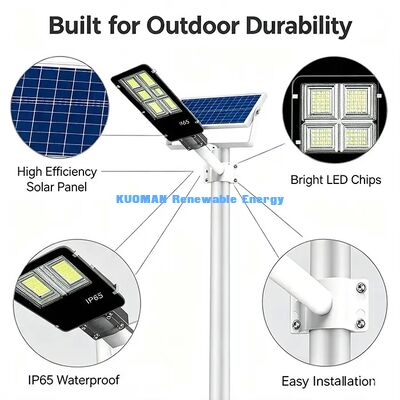 Remote Controlled Solar Street Light Intelligent Dimming Outdoor Road Lighting
