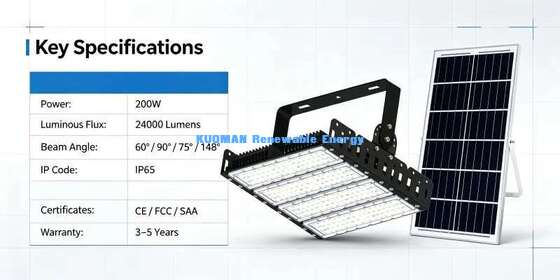 200W energiebesparend zonne-LED-overstromingslicht 120lm/W Hoge helderheid Park stadion zonne-overstromingslamp