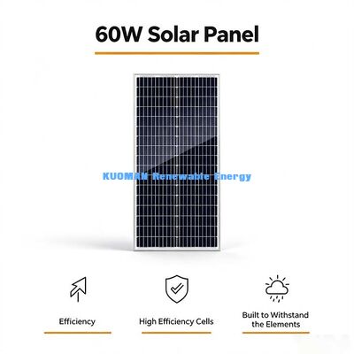 60 W hoogwaardige zonnepanelen voor mono-zonnepanelen Off-Grid stroomvoorziening voor buitensensoren en billboardapparatuur