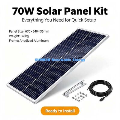 70W Monokristallijn PV-module met hoge prestaties, uitstekende buitenkampeer zonnepaneel met lage lichtopbrengst