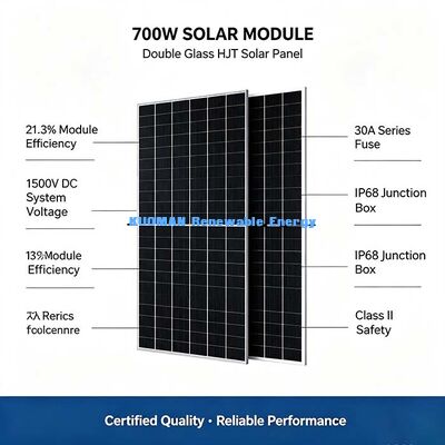 HJT PV-paneel voor woningen op het dak van 700 W, Premium 16 busbar zonnecellen technologie
