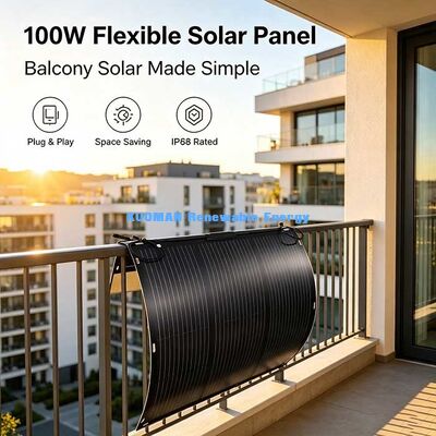 105W 19.4V flexibele zonnepanel, 360 graden buigbare zonnepanelen voor gebogen oppervlakken