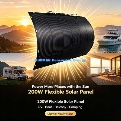 200W Flexibel Zonnepaneel met MC4 Connector, Waterdichte Dunne Zonne Module voor Camper, Jacht, Balkon Zonne-installatie