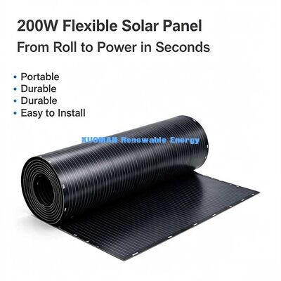 200W off-grid flexibel zonnepaneel, cloud-day bruikbare energie buigbare zonne-module voor RV-boot en noodgebruik
