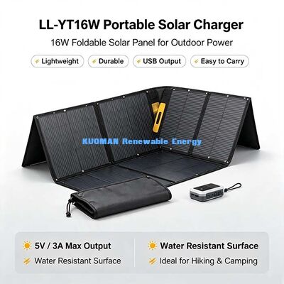 Opvouwbare zonnepaneeloplader van 16 W, draagbare USB-C-zonne-energie voor wandelen, kamperen, backpacken