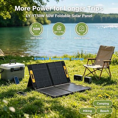 50W opvouwbaar zonnepaneel, waterdichte ETFE zonnelader voor draagbare krachtcentrale camping camper