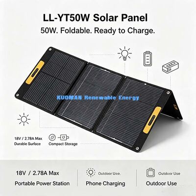 60W Compact Opvouwbare Zonnepaneellader, Off-Grid Zonne-energiepaneel voor Kamperen & Noodstroomvoorziening
