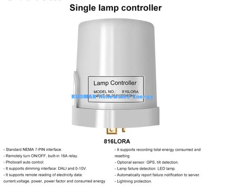 Smart LoRaWAN LED-straatverlichting, afstandsbediening 0‐10V, NEMA Single Lamp Controller, City Road Lighting