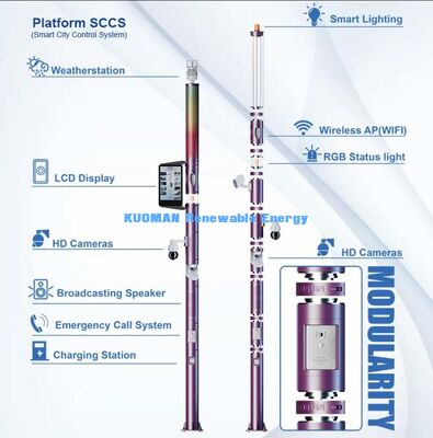 Multifunctionele Slimme Paal met Verlichting, CCTV, WiFi en Speaker