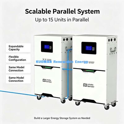 51.2V 100Ah zonneopslag LiFePO4-batterij, maximaal 100A continu opladen/ontladen