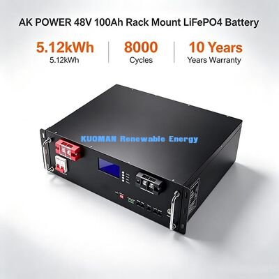 51.2V 100Ah Muurmontage LiFePO4 Batterij 5.12kWh∙ 8000 cycli Home Zonne-opslag 10 jaar garantie